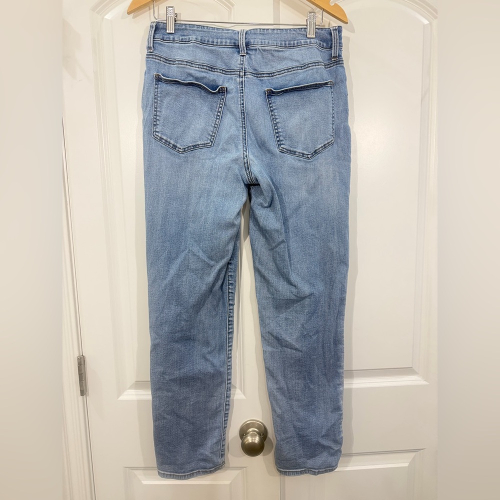 Chico's Light Blue Patchwork Straight-Leg Jeans - image 7